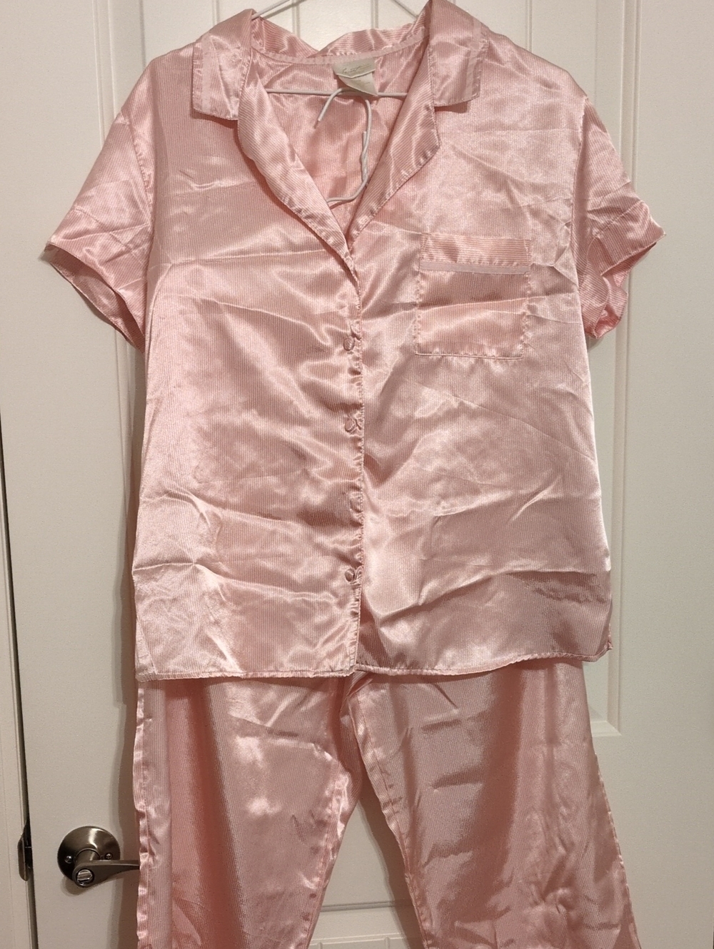 Secret Treasures Satin Two-Piece Pajama Set in Blush Pink